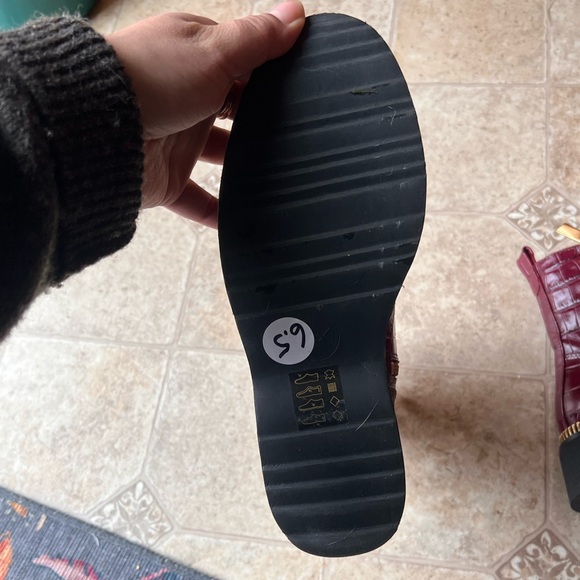 Michael Kors Burgundy Croc-Embossed Lace-Up Platform Boots - Picture 5 of 6